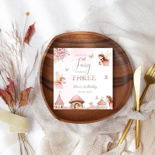 水色キノコ妖精3rd誕生日フォレスト スタンダードカクテルナプキン