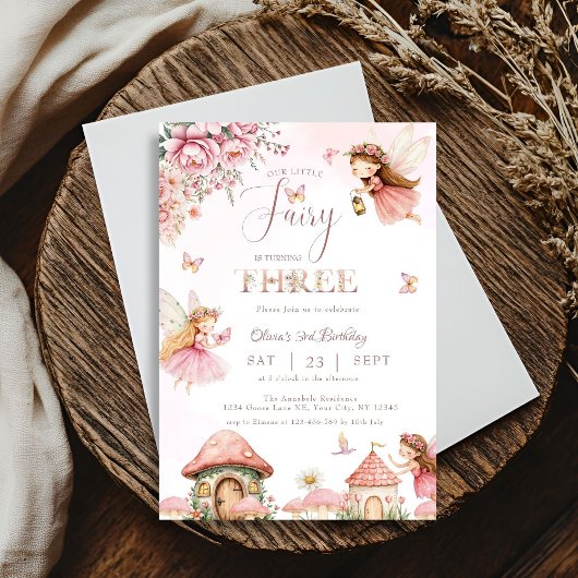 水色キノコ妖精3rd誕生日フォレスト 招待状