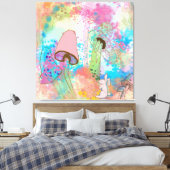 水色キノコ キャンバスプリント (インサイチュ (寝室))