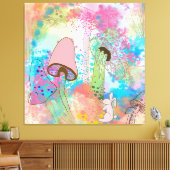 水色キノコ キャンバスプリント (インサイチュ (リビング))