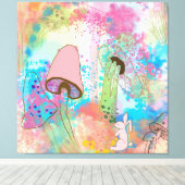 水色キノコ キャンバスプリント (インサイチュ (ウッドフロア))