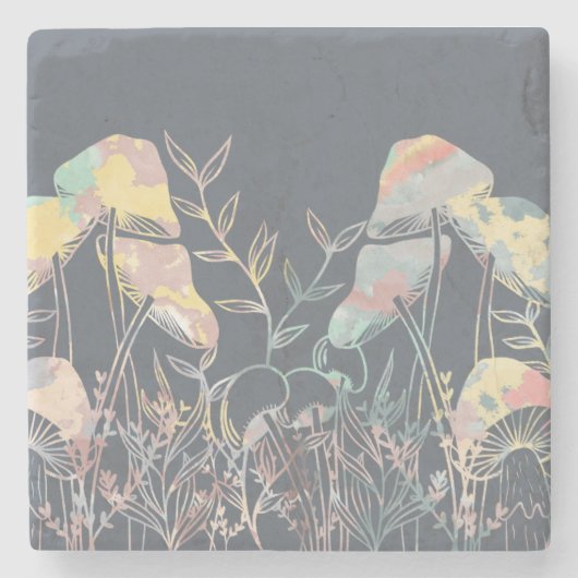 水色キノコ ストーンコースター (正面)