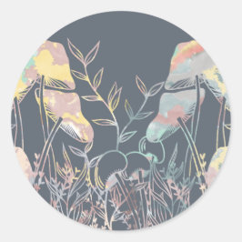 水色キノコ ラウンドシール