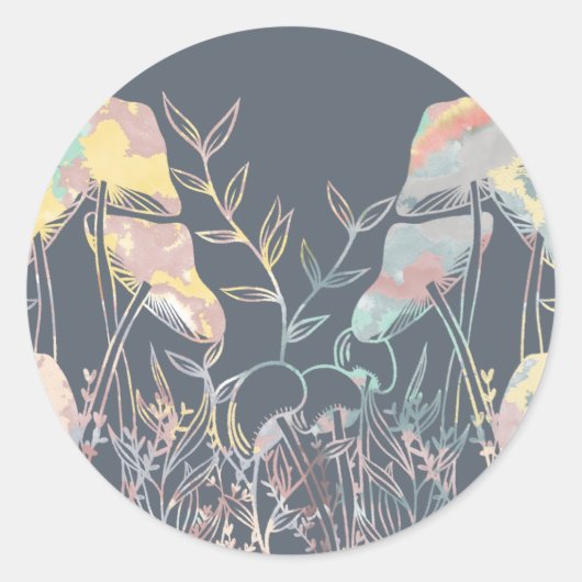 水色キノコ ラウンドシール (正面)