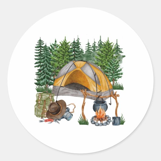 水色キャンプ、ハイキングと自然愛好家 ラウンドシール (正面)