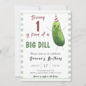 水色キュウリビッグディルファースト誕生日 招待状 (正面)