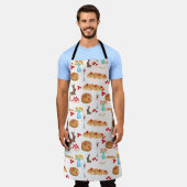 水色ギリシャのイースターフードと赤い卵 エプロン (着用した状態)
