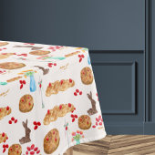 水色ギリシャのイースターフードと赤い卵 テーブルクロス