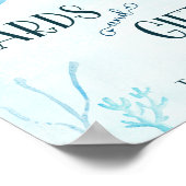 水色クジラの赤ちゃんシャワーカードとギフトサイン ポスター (角)