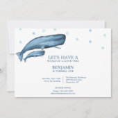 水色クジラ海キッド誕生日 招待状 (正面)