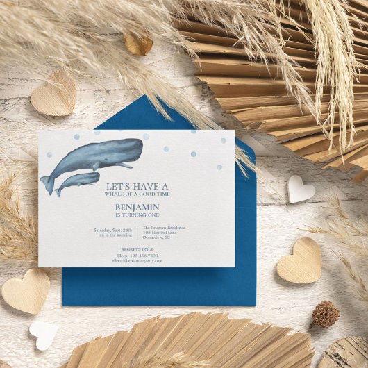 水色クジラ海キッド誕生日 招待状