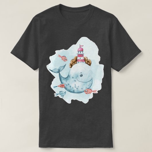 水色クジラ4 Tシャツ (デザイン正面)