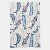 水色クジラ キッチンタオル (縦)