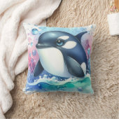 水色クジラ クッション (ブランケット)