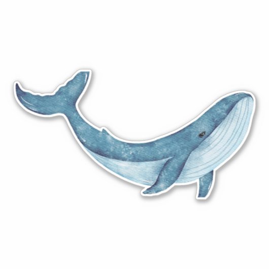 水色クジラ シール (正面)