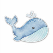 水色クジラ シール (正面)