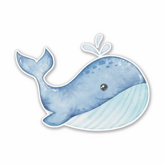水色クジラ シール (正面)