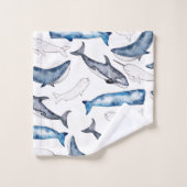 水色クジラ バスタオルセット (ウォッシュタオル)