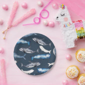 水色クジラ ペーパープレート (パーティー)