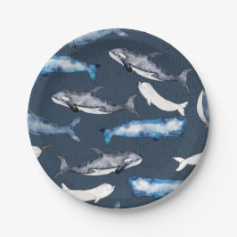 水色クジラ ペーパープレート