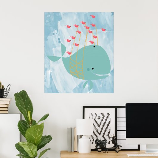 水色クジラ ポスター (ホームオフィス)
