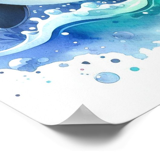 水色クジラ ポスター (角)