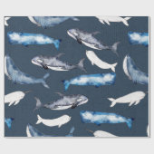 水色クジラ ラッピングペーパー (フラット)