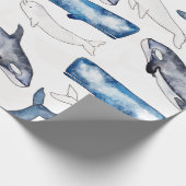 水色クジラ ラッピングペーパー (角)