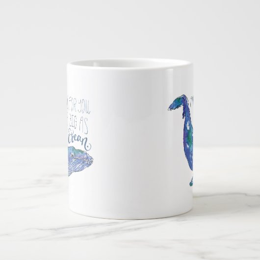 水色クジラ – 愛と同じ大きさの海 ジャンボコーヒーマグカップ (正面)