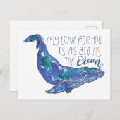 水色クジラ – 愛と同じ大きさの海 ポストカード (正面/裏面)