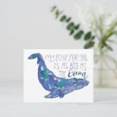 水色クジラ – 愛と同じ大きさの海 ポストカード (スタンド正面)