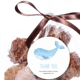 水色クジラ – 感謝していあなたの赤ちゃんシャワー ラウンドシール