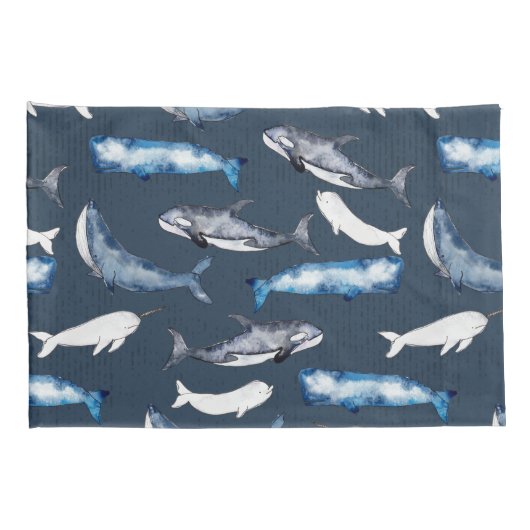 水色クジラ 枕カバー (裏面-右)