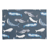 水色クジラ 枕カバー (正面右)