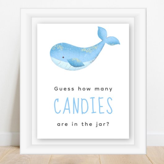 水色クジラ – 瓶の中にキャンディーの数 ポスター
