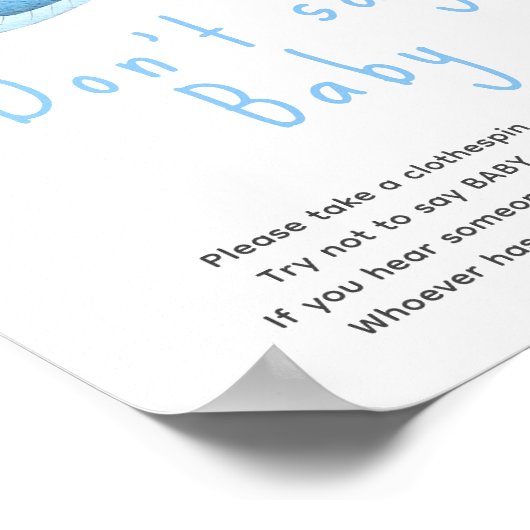 水色クジラ – 言わないベビー ポスター (角)