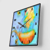 水色クラゲ壁時計 スクエア壁時計 (傾斜)