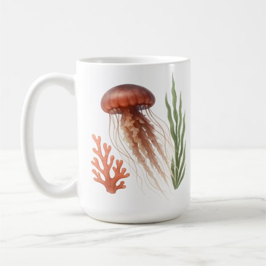 水色クラゲ コーヒーマグカップ (左)