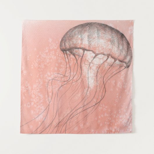 水色クラゲ タペストリー (正面(横))