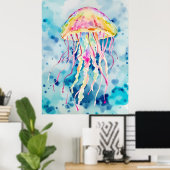 水色クラゲ ポスター (ホームオフィス)