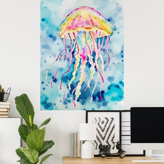 水色クラゲ ポスター (ホームオフィス)