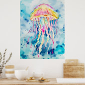 水色クラゲ ポスター (キッチン)