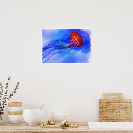 水色クラゲ ポスター (キッチン)