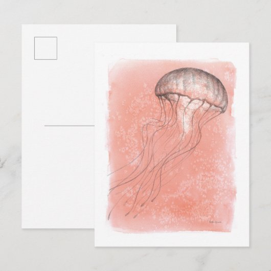 水色クラゲ ポストカード (正面/裏面)