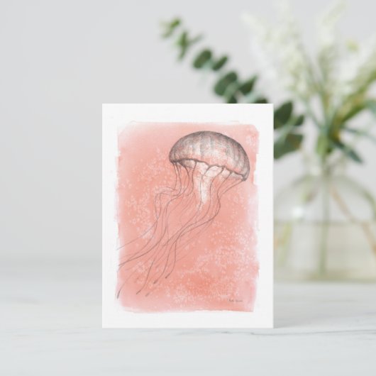 水色クラゲ ポストカード (スタンド正面)