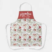 水色クランベリーブランチ果実おばあちゃんエスト エプロン (正面)