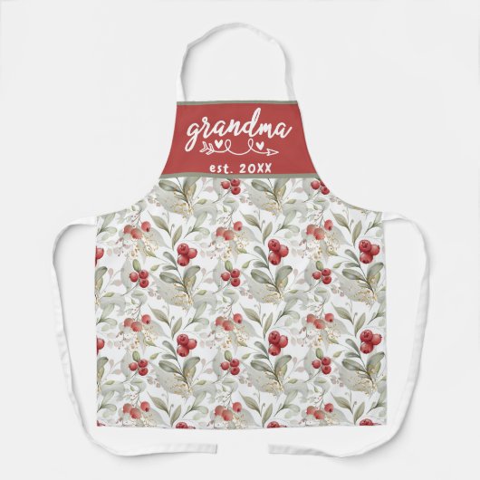 水色クランベリーブランチ果実おばあちゃんエスト エプロン (正面)