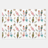 水色クリスマスくるみクラッカーコラージュ ラッピングペーパーシート (正面2)