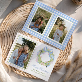 水色クリスマスくるみ割りリース写真 シーズンカード