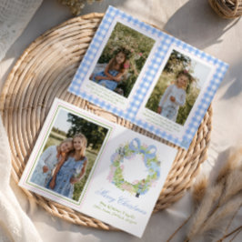 水色クリスマスくるみ割りリース写真 シーズンカード